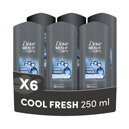 Dove Men+Care Cool Fresh Docciaschiuma 3 in 1 Idratante, 6 Pezzi da 250 ml