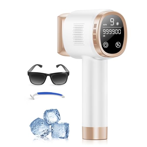 Epilatore Luce Pulsata con Funzione di Raffreddamento a Ghiaccio, Schermo LCD Touch,Modalità di Scorrimento Automatico, Epilatore a Luce Pulsata per Donne e Uomini,Viso, Ascelle, Bikini,Corpo