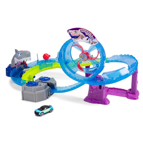 Dickie Toys Pista da Corsa White Shark con Auto in Metallo Luci e Suoni