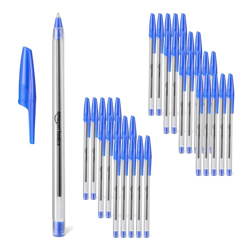 Amazon Basics Penne a Sfera Blu Punta Media 1,0mm, Confezione da 36