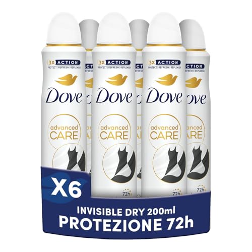 Dove Deodorante Spray Advanced Care Invisible Dry, 6 Pezzi da 200ml