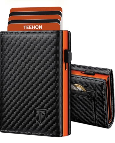 TEEHON Portafoglio Uomo Slim RFID Blocking, Fibra di Carbonio
