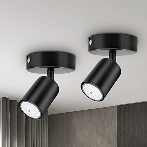 Dehobo Faretti Soffitto Orientabili GU10 Nero, 2 Pezzi