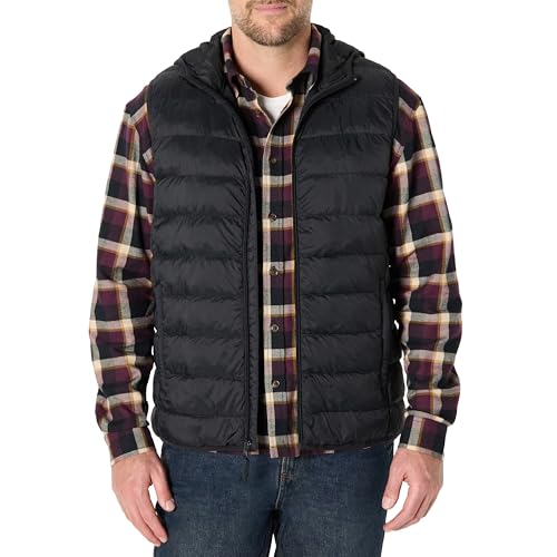 Amazon Essentials Gilet Imbottito con Cappuccio Leggero e Idrorepellente, Vestibilità Classica Uomo
