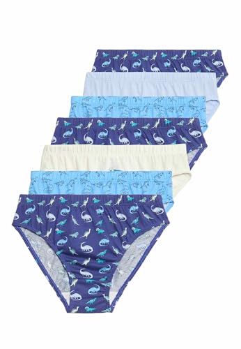 Marks & Spencer Confezione da 7 Slip con Dinosauri in Puro Cotone Ragazzi