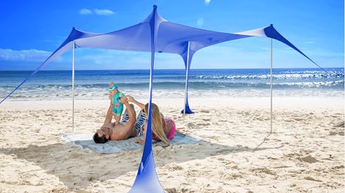 SUN NINJA Tenda da Spiaggia Portatile - Tenda da Sole per Mare - Parasole Pop Up Grande per Campeggio e Picnic