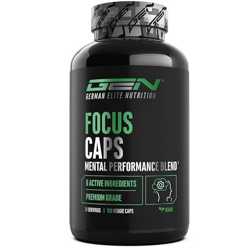 Focus Caps Integratore per Prestazioni Mentali con L-Teanina, Tè Verde e Guaranà, 120 Capsule