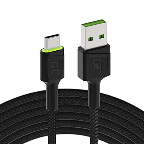 Green Cell Cavo USB-A - USB-C 2m LED nero