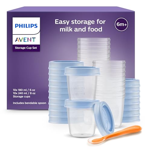 Philips Avent SCF721/20 Set Vasetti per Pappe, 10 Pezzi 180 ml + 10 Pezzi 240 ml