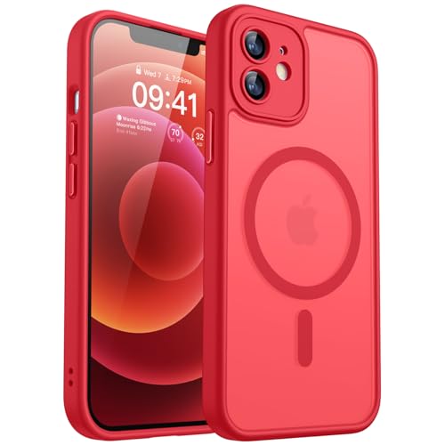 CANSHN Magnetica Cover per iPhone 12(6.1 Pollici), [Protezione Completa Della Fotocamera] Custodia Traslucida Opaca Protettiva Sottile Antiurto