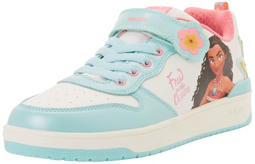 Geox J Washiba Girl C Sneaker, White/WATERSEA