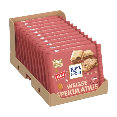 Ritter Sport White Speculoos, Cioccolato Bianco con Crema di Biscotto, 11 Pezzi da 100 g