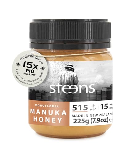 Steens Miele di Manuka - MGO 515+ - Puro Miele Manuka grezzo 100% certificato UMF 15+ - Invasettato e sigillato in Nuova Zelanda - Manuka Honey