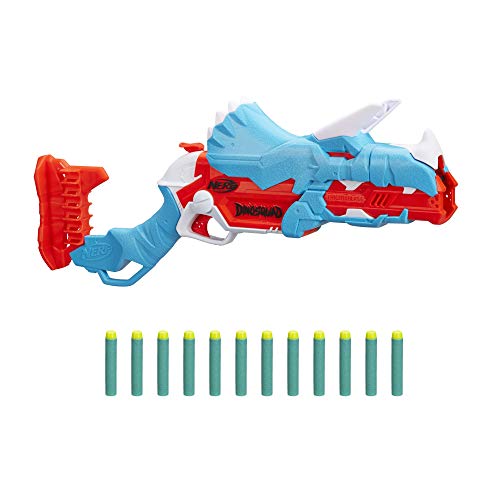 Nerf Hasbro DinoSquad Tricera-Blast Blaster con alloggiamento per 3 dardi e design Triceratopo