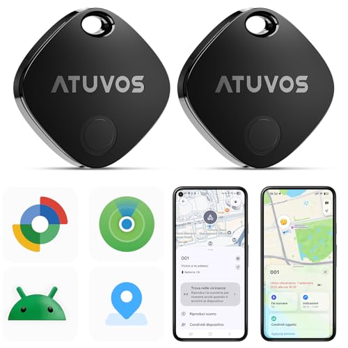 ATUVOS Air Tag Pro Smart Tag Tracker per Android & iOS, Dual System Localizzatore Bluetooth Funziona con Google Funzioni Trova o Apple Dov'è APP, per