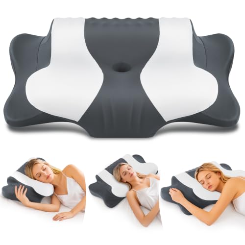 DONAMA Cuscino Cervicale Memory Foam Farfalla Ergonomico 64x39x10/13cm