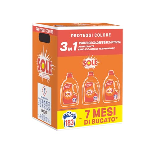 Sole Detersivo Lavatrice Liquido Proteggi Colore 3x2745ml, 183 Lavaggi
