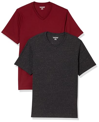 Amazon Essentials T-Shirt Slim Fit Uomo Manica Corta Scollo a V, Confezione da 2