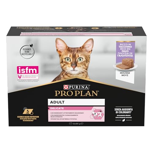 Purina Pro Plan Delicate Digestion Cibo Umido per Gatti Adulti Mousse Tacchino