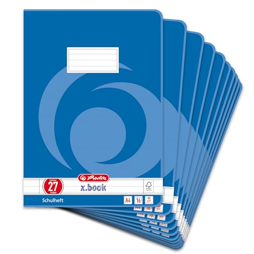 Herlitz Quaderno A4 a Righe, Confezione da 10 Pezzi