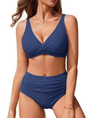 Ekouaer Bikini Donna Mare Costume da Bagno Donna Push Up Curvy Vita Alta Due Pezzi Costume Estate Bikini Sets
