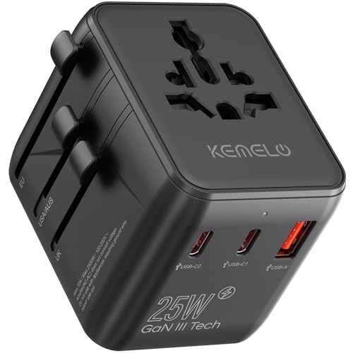 Adattatore Universale da Viaggio 5 in 1 25W con 1 USB-A, 2 USB-C e Presa Internazionale