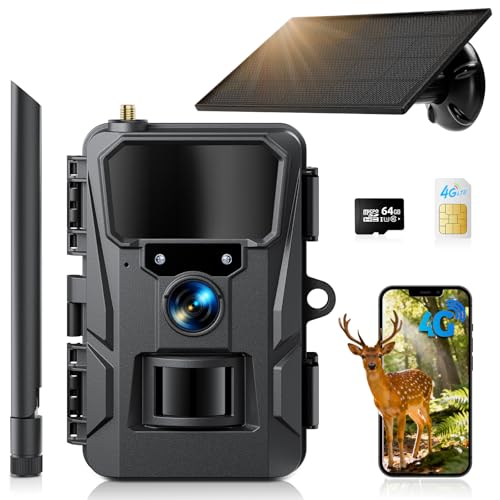WOLFANG Fototrappola 4G LTE Solare 2K con Scheda SIM e 64GB SD