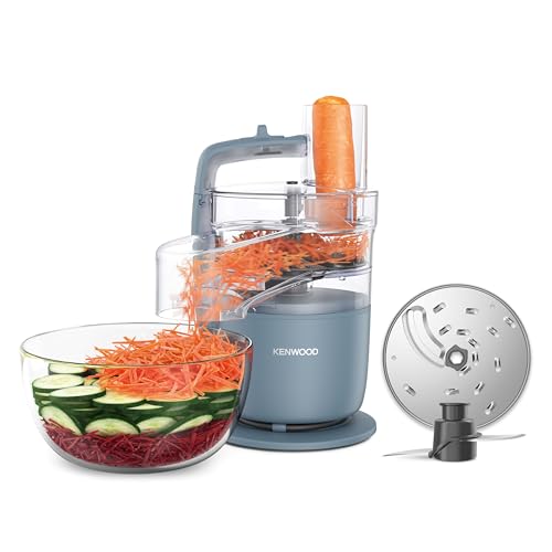 Kenwood MultiPro Go FDP22.​130GY, Robot da Cucina, Trita, Affetta, Grattugia, Riduce in Purea e Impasta, 360° Express Serve, Ciotola da 1.3L, Lame per Impastare, Disco da 4 mm, 650W, Grigio