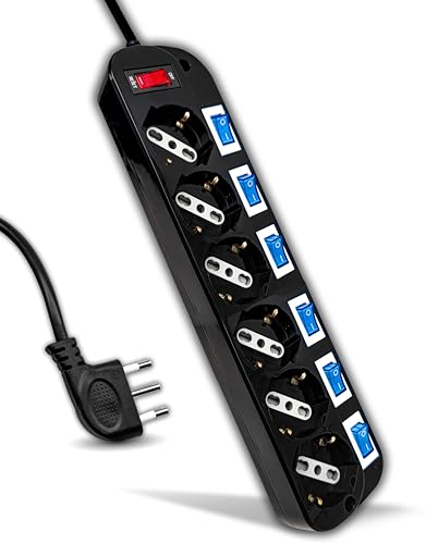 V-TAC Multipresa Elettrica con 6 Prese Schuko e Interruttori Indipendenti