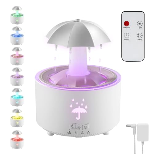 Umidificatore a Nuvola Pioggia con Luci LED 7 Colori e Suoni, 350 ml