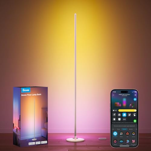 Govee Lampade da Terra LED RGBIC, Piantana Lampada da Terra Funziona con Alexa, Matter, APP, 16 Milioni di Colori Musica Sincronizzazione a Luce Calda per Soggiorno, Camera da Letto, Ufficio