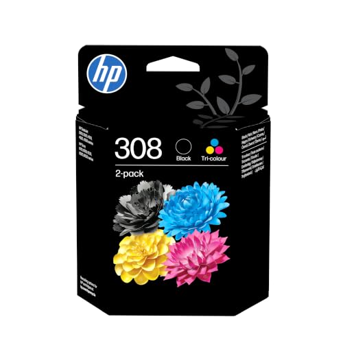 HP 308 Nero e Tricromia, 6L6S6UE, Confezione da 2 Cartucce Originali da