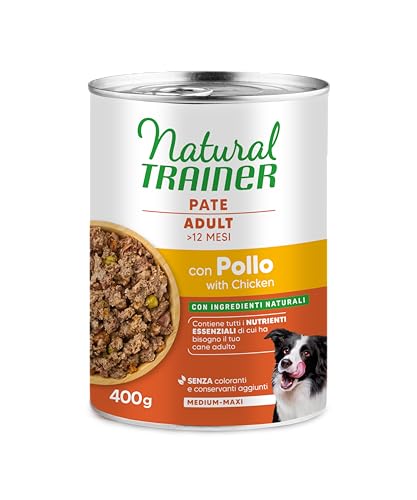 Natural Trainer Cibo Umido per Cani Adulti Paté con Pollo, 12 x 400g