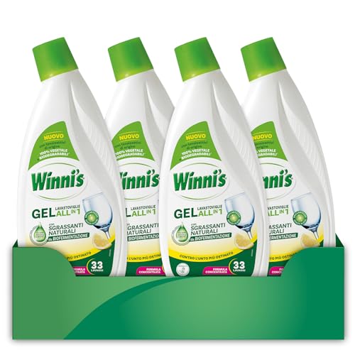 Winni's Detersivo Gel Lavastoviglie Ipoallergenico Fragranza Limone, 132 Lavaggi