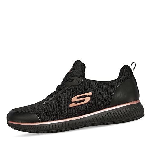 Skechers Squad Sr Donna Sneaker Black Flat Knit Rose Gold Trim
