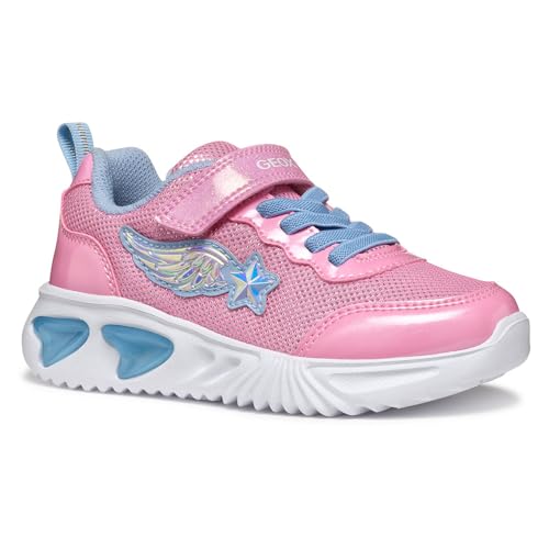Geox J Assister Girl B - Scarpe da Ginnastica Bambina, Pink/Lt Sky