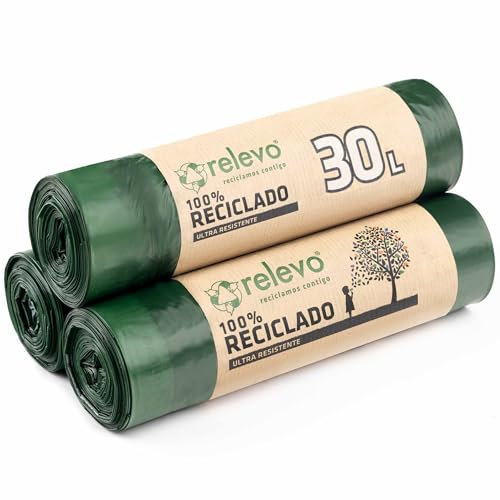Relevo Sacchi Spazzatura 30L con Maniglie, 45 Pezzi