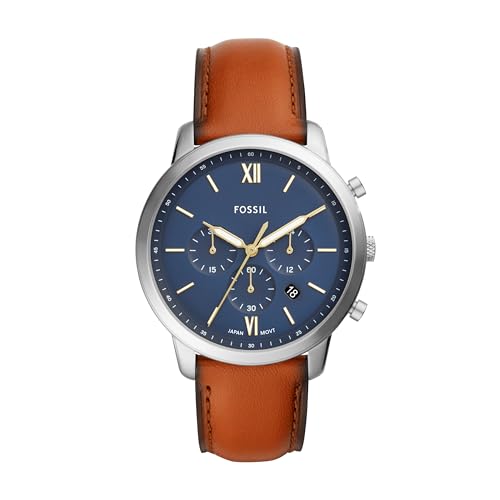 Fossil Orologio Neutra da uomo, movimento cronografo al quarzo con cinturino in pelle