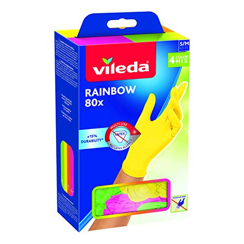 Vileda Rainbow Guanti Multiuso, Nitrile, Multicolore, 80 Pezzi