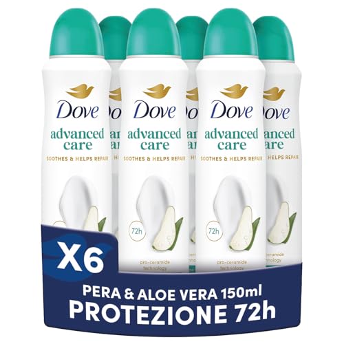 Dove Deodorante Spray Advanced Care Go Fresh Pera e Aloe Vera, 6 Pezzi da 150ml