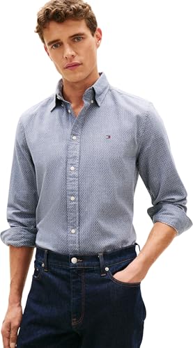 Tommy Hilfiger Uomo Camicia Flex Dobby in Cotone