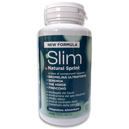 Silm - Bromelina Alta Concentrazione 5000 GDU, Bromelina 2500 GDU, Serenoa Repens, The Verde e Finocchio. Drenante naturale, made in Italy, 120 Compresse Vegane