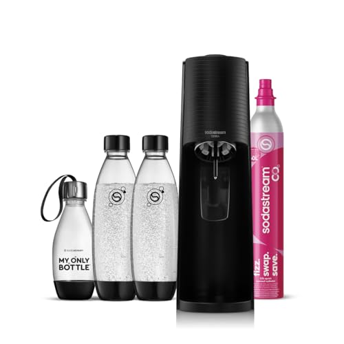 SodaStream Terra Gasatore d'Acqua, Nero, con Cilindro CO2 e 3 Bottiglie