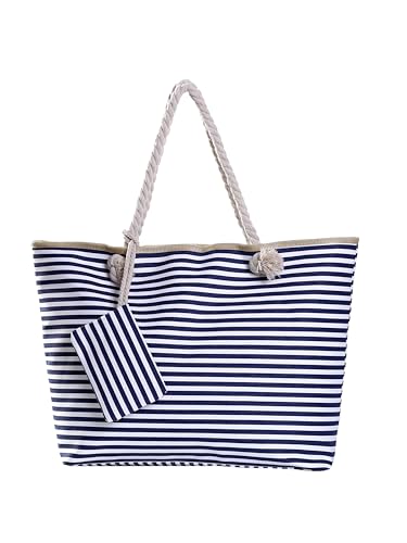 DonDon Borsa da spiaggia grande con cerniera stile marino