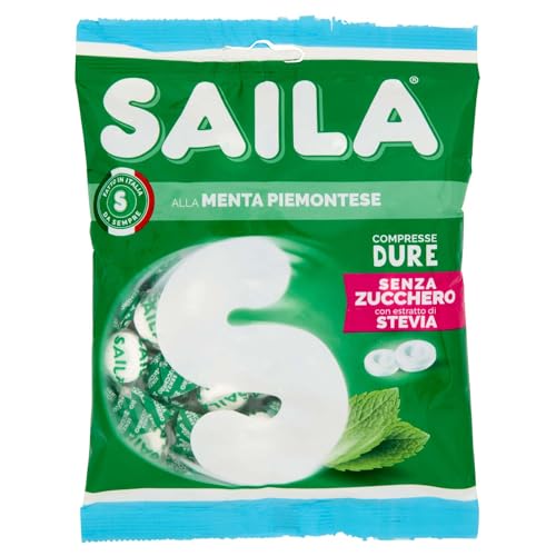 Saila - Compresse alla Menta, Caramelle Senza Zucchero, con Estratto di Stevia - 75 gr