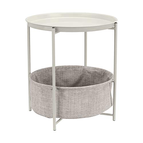 Amazon Basics Tavolino rotondo con spazio per stoccaggio, con tessuto melange grigio, 44.96 x 44.96 x