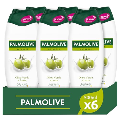 Palmolive Naturals Oliva Verde e Latte Idratante Bagnoschiuma 6x500ml