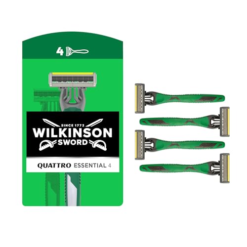 Wilkinson Sword Quattro Essential 4 Sensitive Rasoio usa e getta uomo, confezione 3+1
