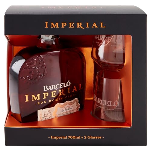 Ron Barceló Imperial Rum Ambrato 700ml con 2 Bicchieri da Degustazione