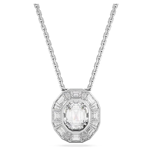 Swarovski Mesmera Collana Pendente Zirconia Taglio Ottagonale, Placcatura Rodio, Bianco